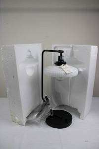 lot 5 image: Heath & Hand with Magnolia Table Lamp - Black Finish - Glass Shade - 22in Tall