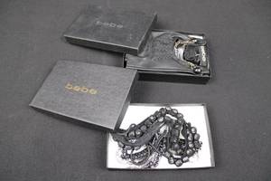 lot 40 image: BeBe Headband & Leather Gloves & Beaded NecklaceBracelets - Black Fashion Jewelry Set
