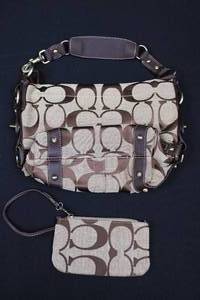 lot 46 image: Coach Signature Canvas Tote Bag - Leather Trim & Matching Wallet & Dust Bag