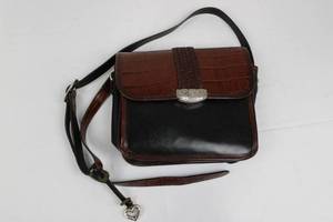 lot 48 image: Brighton Vintage Leather Organizer Handbag - Crossbody with Adjustable Strap