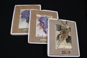 lot 57 image: Decorative Wine Label Plaques Set of 3 - Chardonnay, Zinfandel & Cabernet Sauvignon