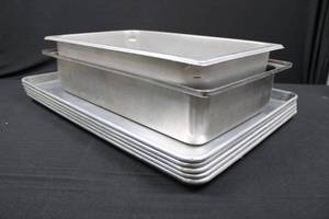 lot 60 image: Stainless Steel Hotel Pans and Baking sheets