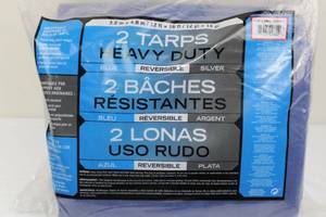 lot 97 image: 2-Pack Heavy Duty Tarps - Blue & Silver Reversible, 12 ft x 16 ft (3.6 m x 4.8 m)