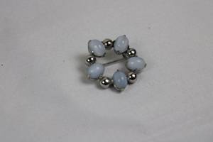 lot 120 image: Sterling Silver Brooch with Pale Blue Cabochon Cluster in Silver Tone