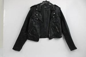 lot 125 image: bebe Leather Jacket (M) & Kardashians by bebe Leather Shorts (Size 4) - Black