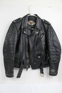 lot 126 image: Harley-Davidson Leather Jacket - Genuine Cowhide, Studded - Size M