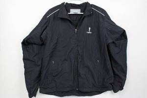 lot 132 image: Windbreaker Jacket Black with White Piping - Full Zip Front, Front Pockets, Back Patch
