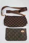 Louis Vuitton Damier Ebene Crossbody Bag with Strap & Monogram Pouch