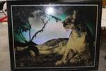 Framed Moonlit Wildcat Landscape Art Print 59" x 47" x 1.5"