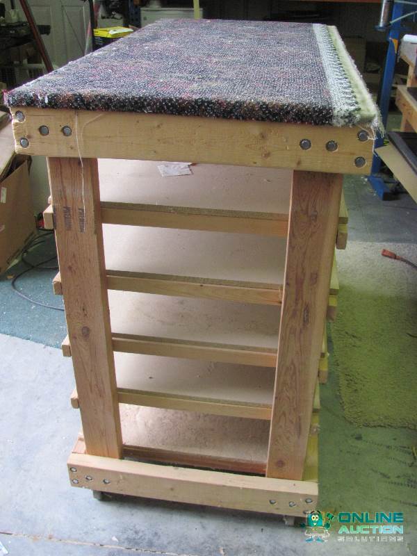 lot 41 image: This Heavy-Duty Custom-Made Wooden Rolling Ca...