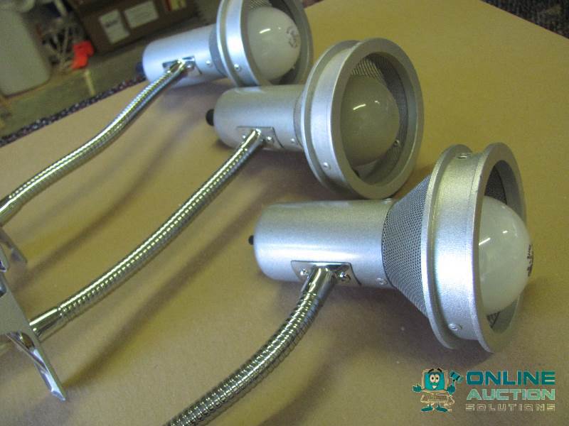 lot 52 image: Three (3) Portable Work Lights with Clamps. P...