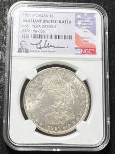 lot 08 image: 1921 US MORGAN SILVER DOLLAR NGC BU