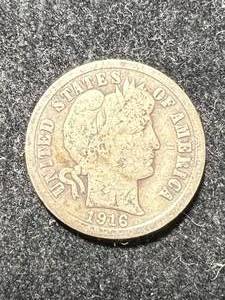 lot 11 image: 1916 US BARBER DIME