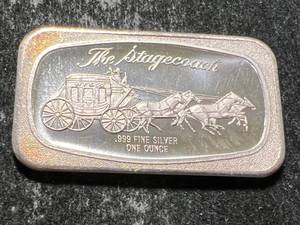 lot 16 image: 1 TROY OZ .999 FINE SILVER STAGECOACH BAR