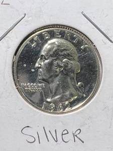 lot 49 image: 1962 US PROOF WASHINGTON QUARTER