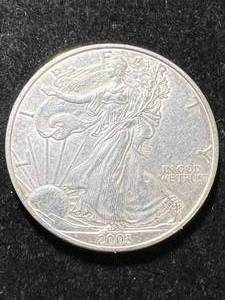 lot 58 image: 2003 AMERICAN SILVER EAGLE 1 TROY OZ .999 FINE SILVER