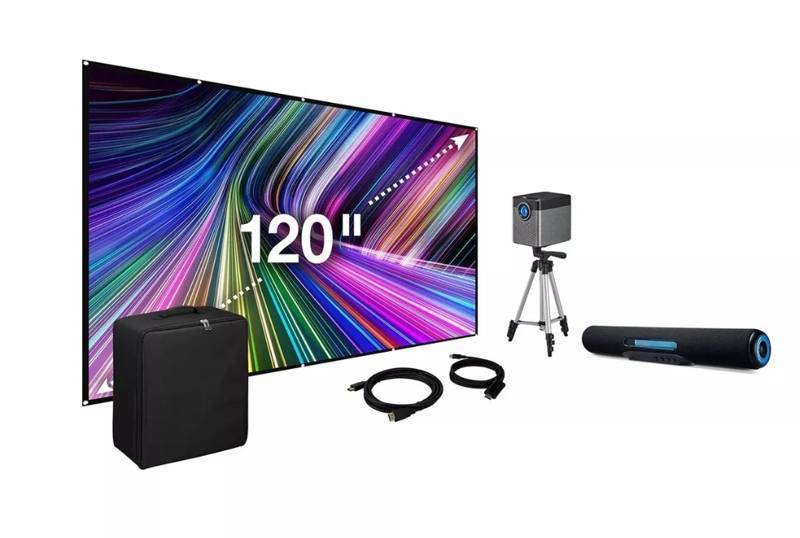 iLive Movie Theater X 6-in-1 Projector Kit, 120 Screen, Sound Bar $199 Retail - Brand New