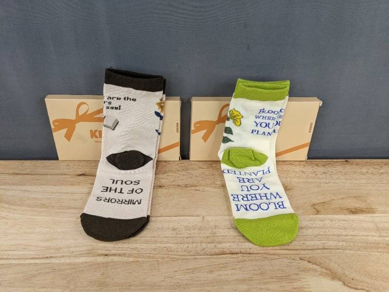 Books Are The Mirrors Of The Soul & Bloom Where You Are Planted Socks - Brand New