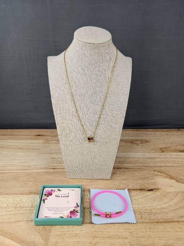 The Loved Gold-Tone 20 Necklace and Adjustable Bracelet - Brand New