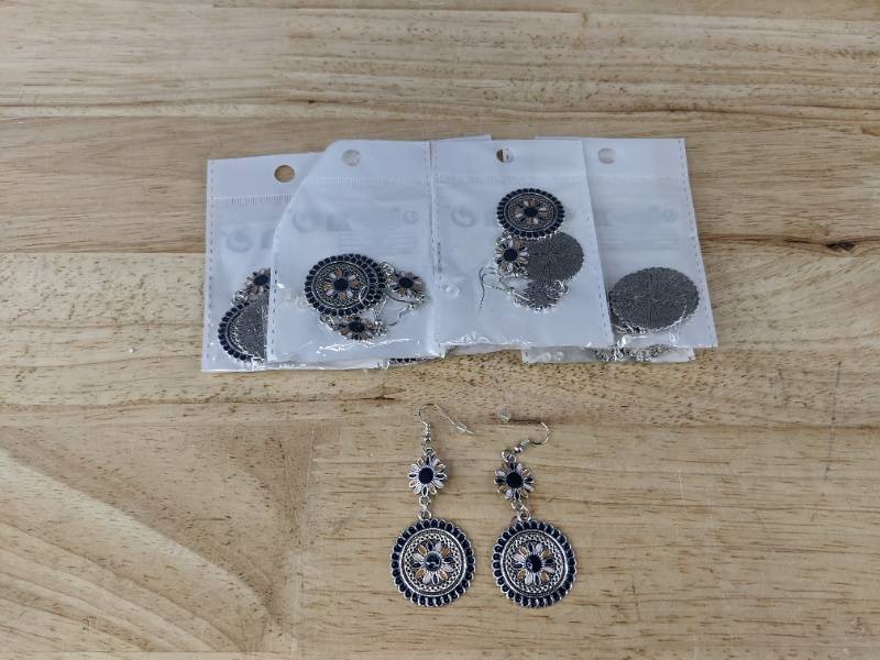 7 Sunflower Bohemian Pierced Earrings - Brand New