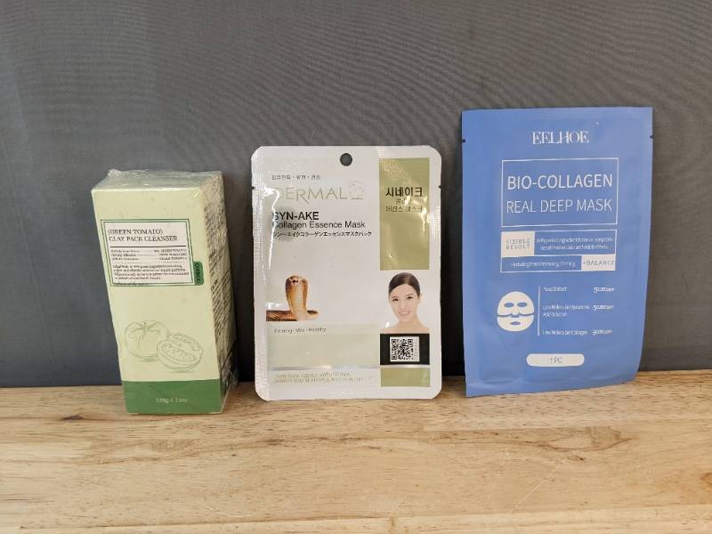 EELHOE Bio-Collagen Real Deep Mask, Dermal Syn-AKE Mask & Green Tomato Clay Cleanser - Brand New