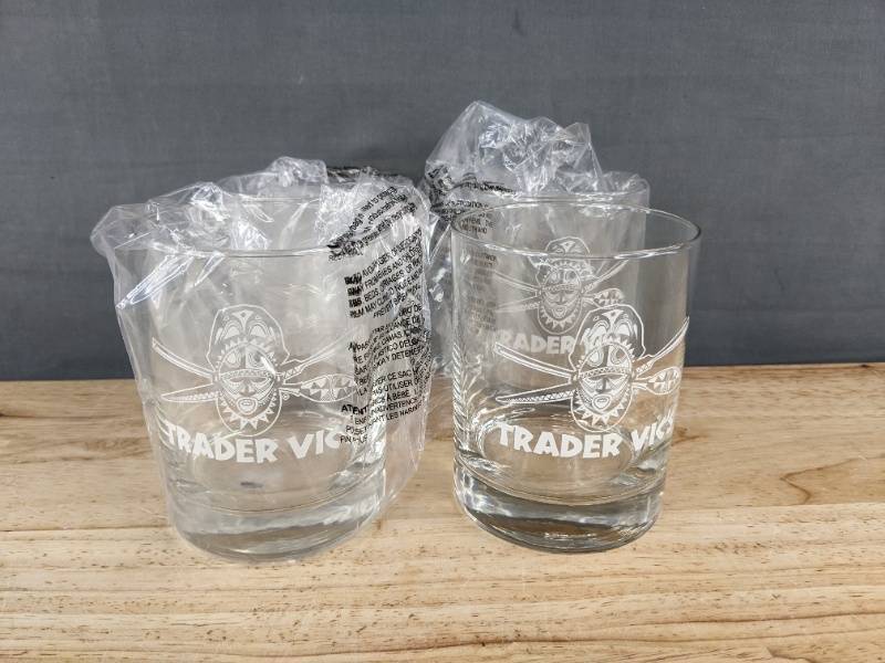 Trader Vics Double Old Fashioned 13.5 oz Glasses, 7 Total - Brand New X