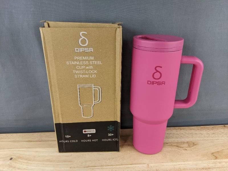 Dipsa 40oz Stainless Steel Tumbler - Pink - Twist-Lock Lid - Brand New