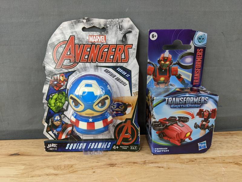 Marvel Avengers Squish Foamies Captain America & Transformers EarthSpark Toys - Brand New
