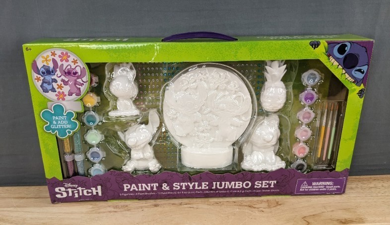Disney Stitch Paint & Style Jumbo Craft Set - 5 Figurines, Paint, Glitter - Brand New