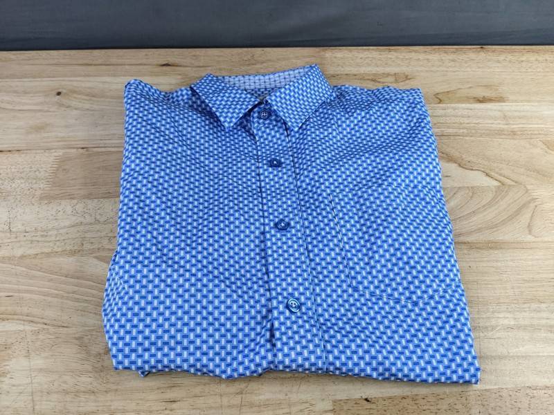 Nick Graham Everywhere Mens Dress Shirt - Modern Fit - Blue & White Pattern - Size Mens Small - New