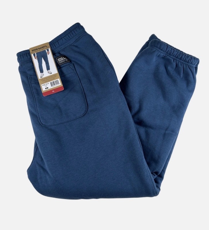 Eddie Bauer Mens Faux Shearling Lined Jogger Blue Sweatpants, Size XXL - $90 Retail - Brand New