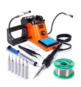 YIHUA 926 III 60W LED Display Soldering Iron Station Kit - 2 Helping Hands, 6 Extra Iron Tips, Roll of Lead-Free Solder, Solder Sucker, SS Tweezers, °C�F Conversion, Auto Sleep & Calibration Support - Brand New