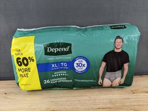 Depends XL TG Underwear 44-54, 26 Count - Brand New