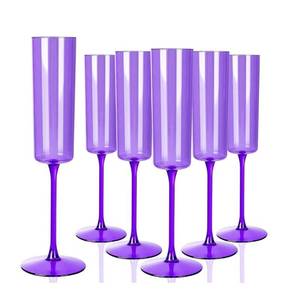 YOUBET 24 Pack Purple Plastic Champagne Flutes - 6 oz - Brand New