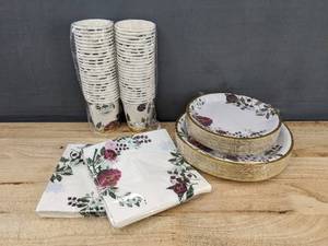 Gudvilla Foam Floral Party Supplies for 50 Guests - Brand New