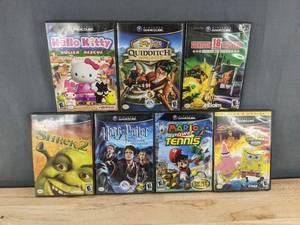 Nintendo GameCube 7 Video Game Bundle - Hello Kitty, Shrek 2, Mario Power Tennis, SpongeBob C