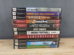 PlayStation 2, 11 Video Game Bundle - DDR, Arena Football, Guitar Hero, Road Rage, Test Drive, Sims C