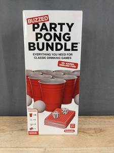 Buzzed Party Pong Bundle - 20 Cups, 2 Dice, 4 Balls, 1 Deck - Brand New