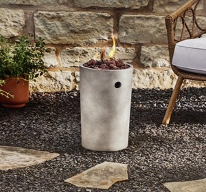 Threshold 17 Pipestone Outdoor Column Fire Pit Gray Modern Propane Gas Firepit with Lava Rock and Cover $120 Retail - Brand New