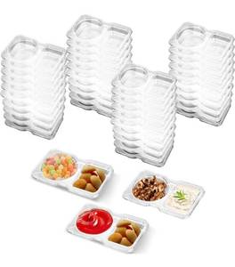 20-Pack Snack Containers with Lid - 2-Compartment, Leakproof, Portion Control - Brand New