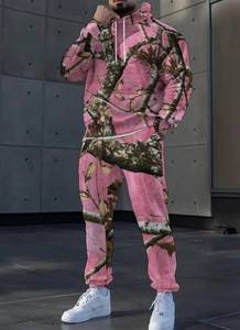 Sweatpants Hoodie Set - Pink Tree Camouflage Pattern - Unisex XL - Brand New