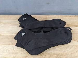6 Pair Adidas Ankle Socks Black - Adult - New