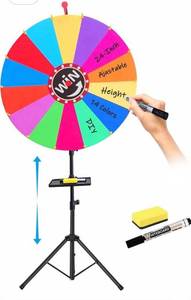 Spinning Prize Wheel 24-Inch with Adjustable Tripod - 14 Colors