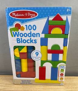 Spin Master Wooden Blocks Set - 100 Blocks, 9 Geometric Shapes, Bright Colors - Brand New
