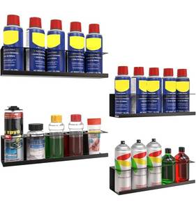 4 All-Purpose Steel Spray Bottle Holder Wall-Mounted - Black - Brand New