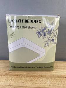 LAGRATY Bedding Grounding Fitted Sheets - King Grey - Brand New