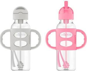 2 Dr Browns Milestones Narrow Sippy Straw Bottle with Silicone Handles - Brand New