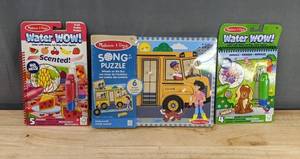 Melissa & Doug 2 Water WOW and Song Puzzle Wheels on the Bus - Brand New