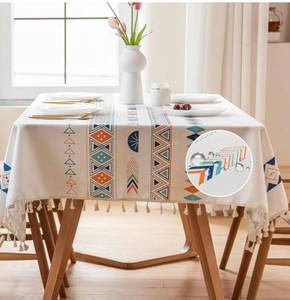 Art Bud Farmhouse Wipeable Tablecloth 55 x 86 in - Brand New