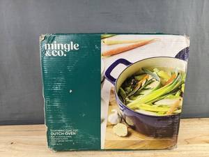 Mingle & Co. Enamelled Cast Iron Dutch Oven 5 Qt Blue - Brand New